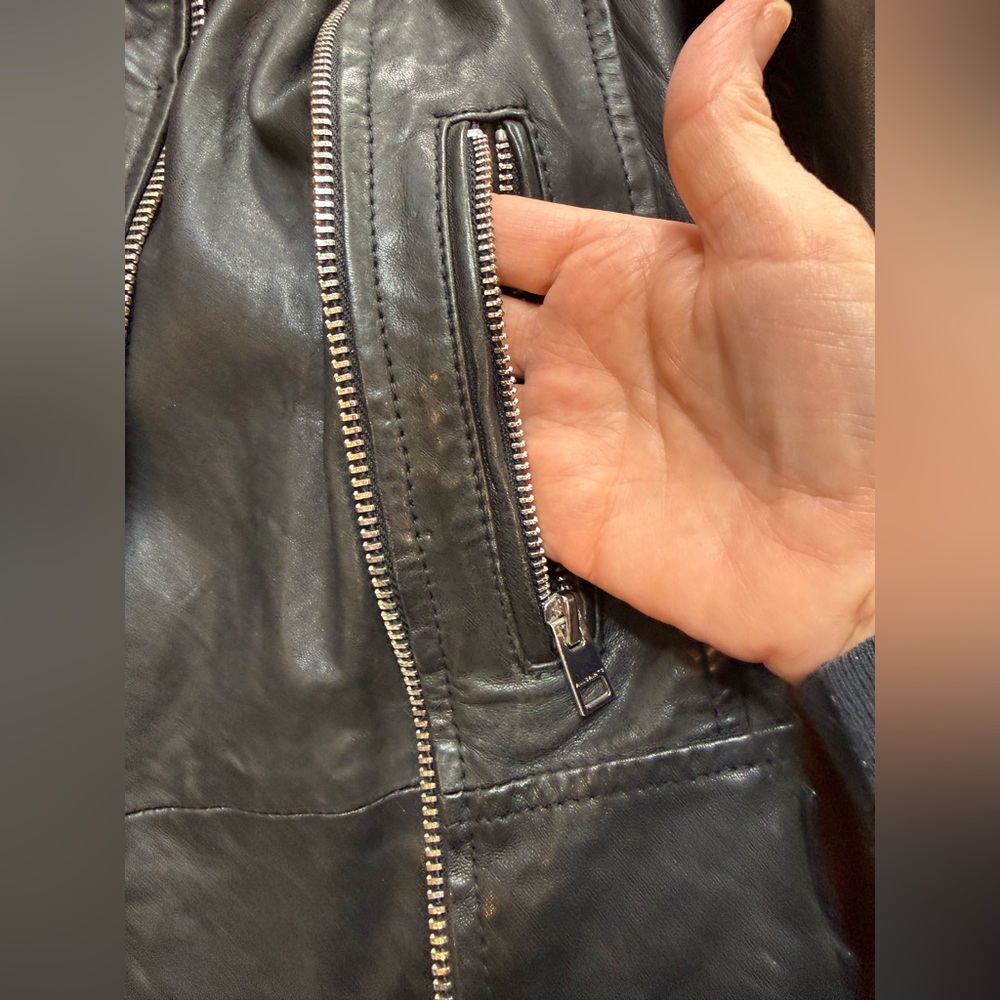AllSaints Walker Quilted Leather Moto Jacket Black Buckle US 6 - Picture 7 of 13